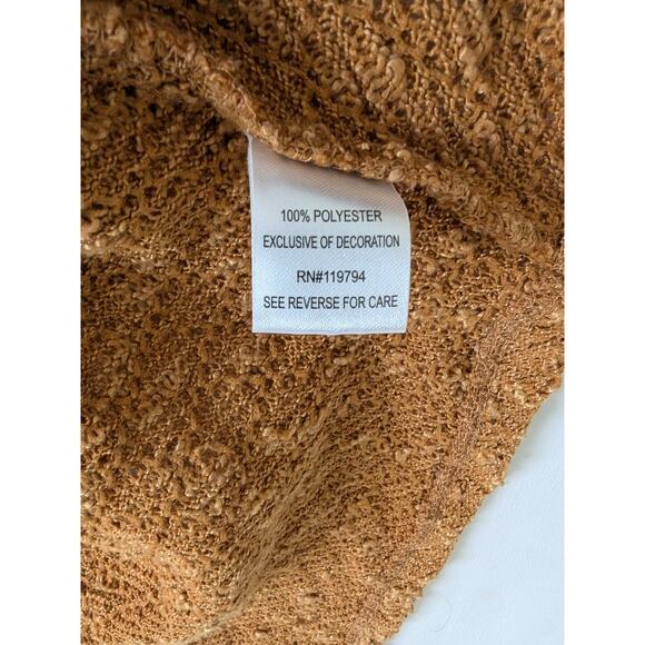 One World Dark Fairy Brown Textured Crochet Knit Top XL Wimsygoth  Sharkbite Hem - Picture 5 of 8